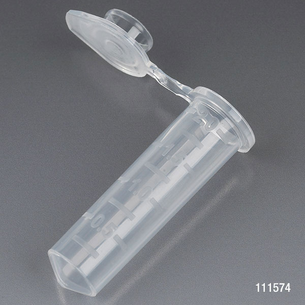 Globe Scientific Microcentrifuge Tube, 2.0mL, PP, Attached Snap Cap, Graduated, Natural, Certified: Rnase, Dnase and Pyrogen Free, 500/Stand Up Zip Lock Bag Microcentrifuge Tube; Microtube; Eppendorf Tube; Micro CT; 2.0mL; Centrifuge Tube; Natural;